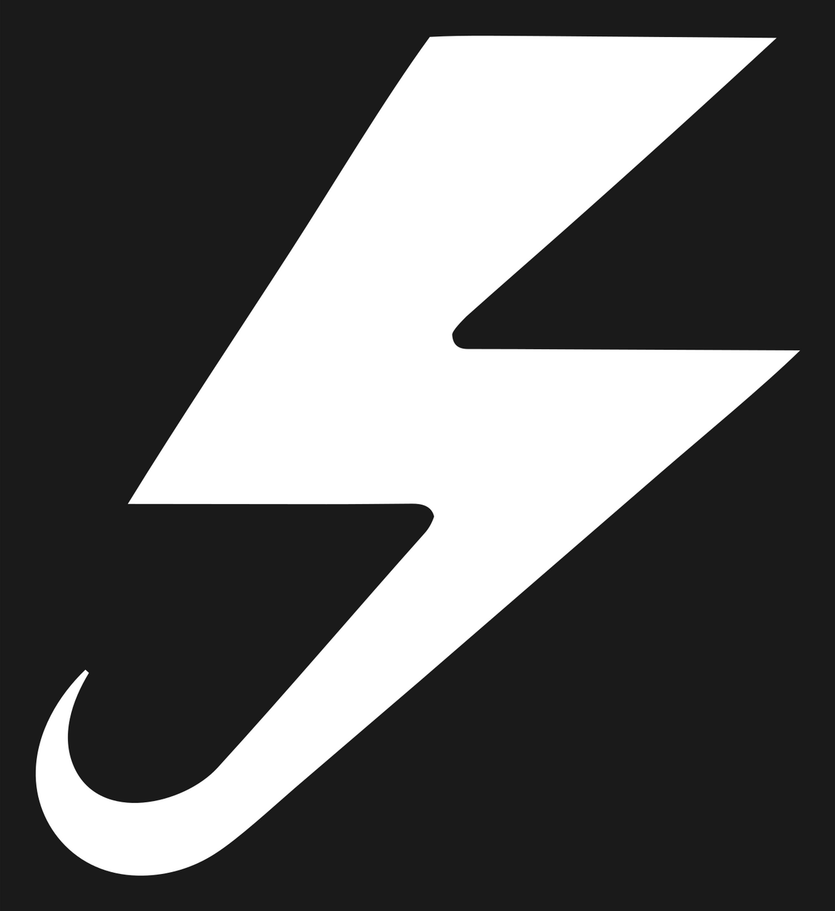 Curled Tail Lightning Hook Strike Logo #1a1a1a/#ffffff