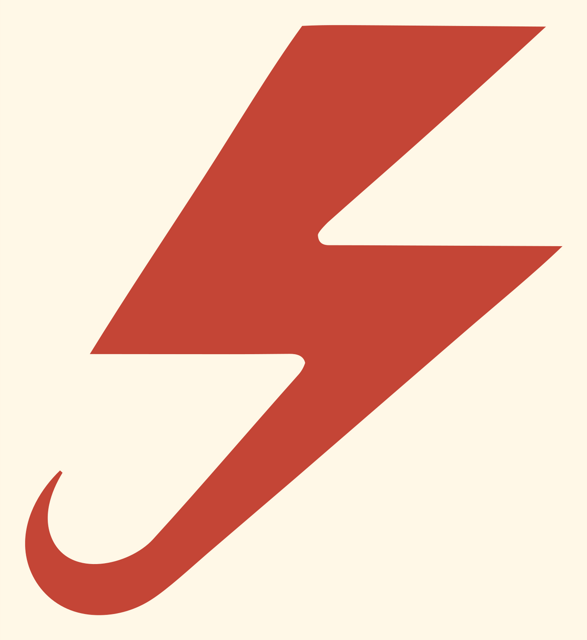 Curled Tail Lightning Hook Strike Logo #fff8e7/#c44536