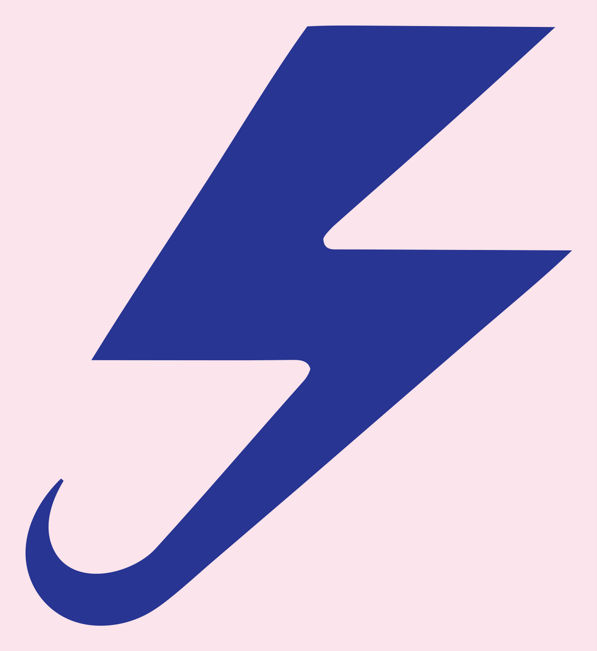 Curled Tail Lightning Hook Strike Logo #fce4ec/#283593
