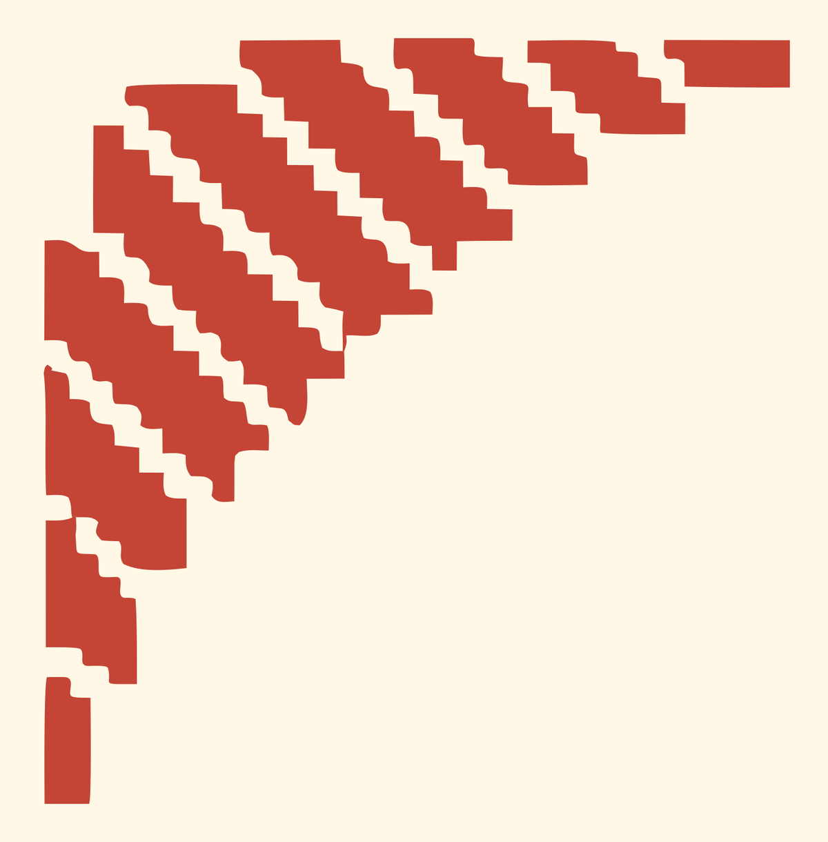 Pixel Art Retro Satellite Dish Mark #fff8e7/#c44536