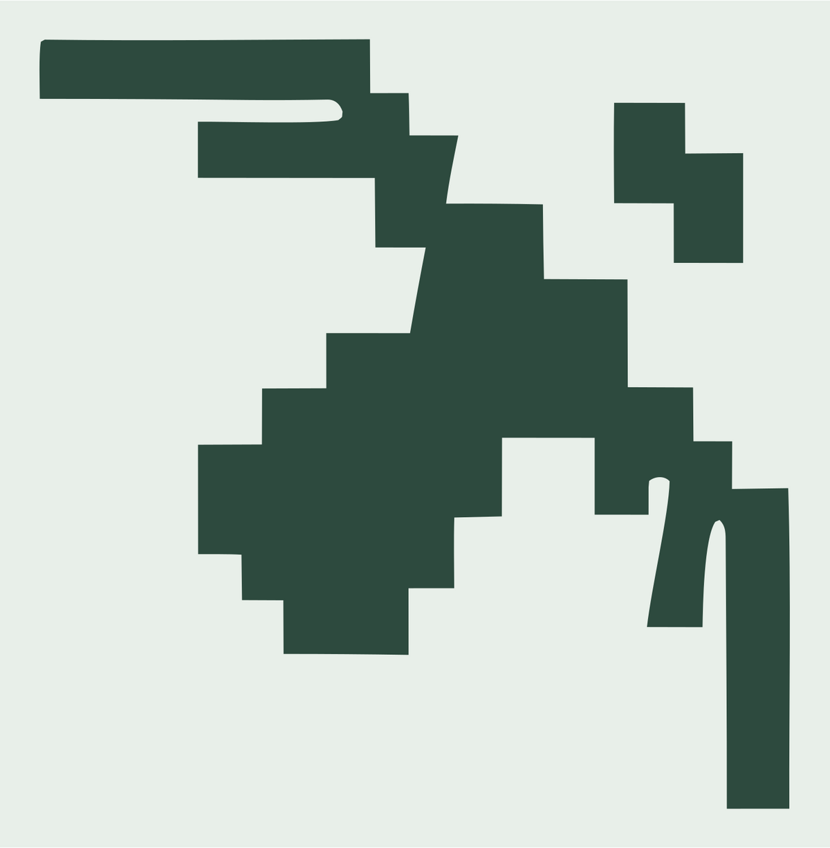 Pixel Art Blocky Orbiting Satellite Badge #e8efe9/#2d4a3e