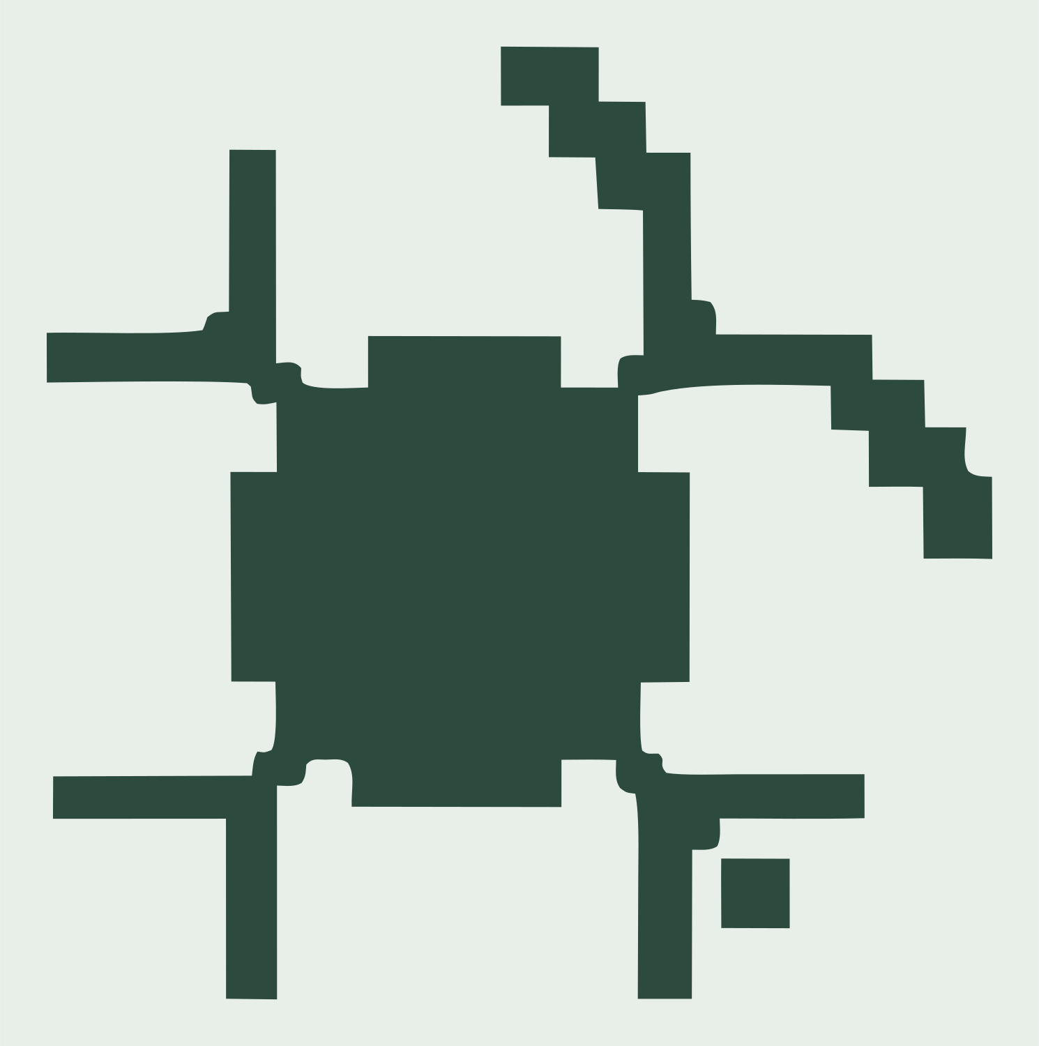 8-Bit Blocky Space Satellite Crest #e8efe9/#2d4a3e