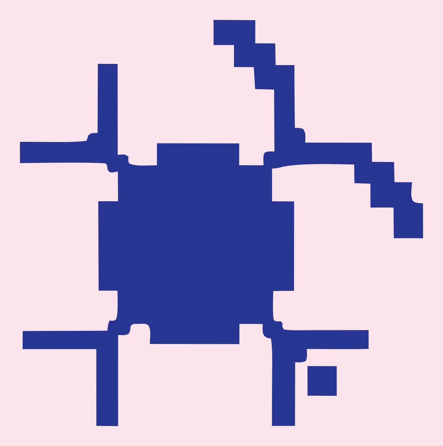 8-Bit Blocky Space Satellite Crest #fce4ec/#283593