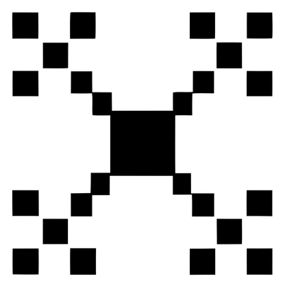 8-Bit Grid Spread Satellite Mark #ffffff/#000000