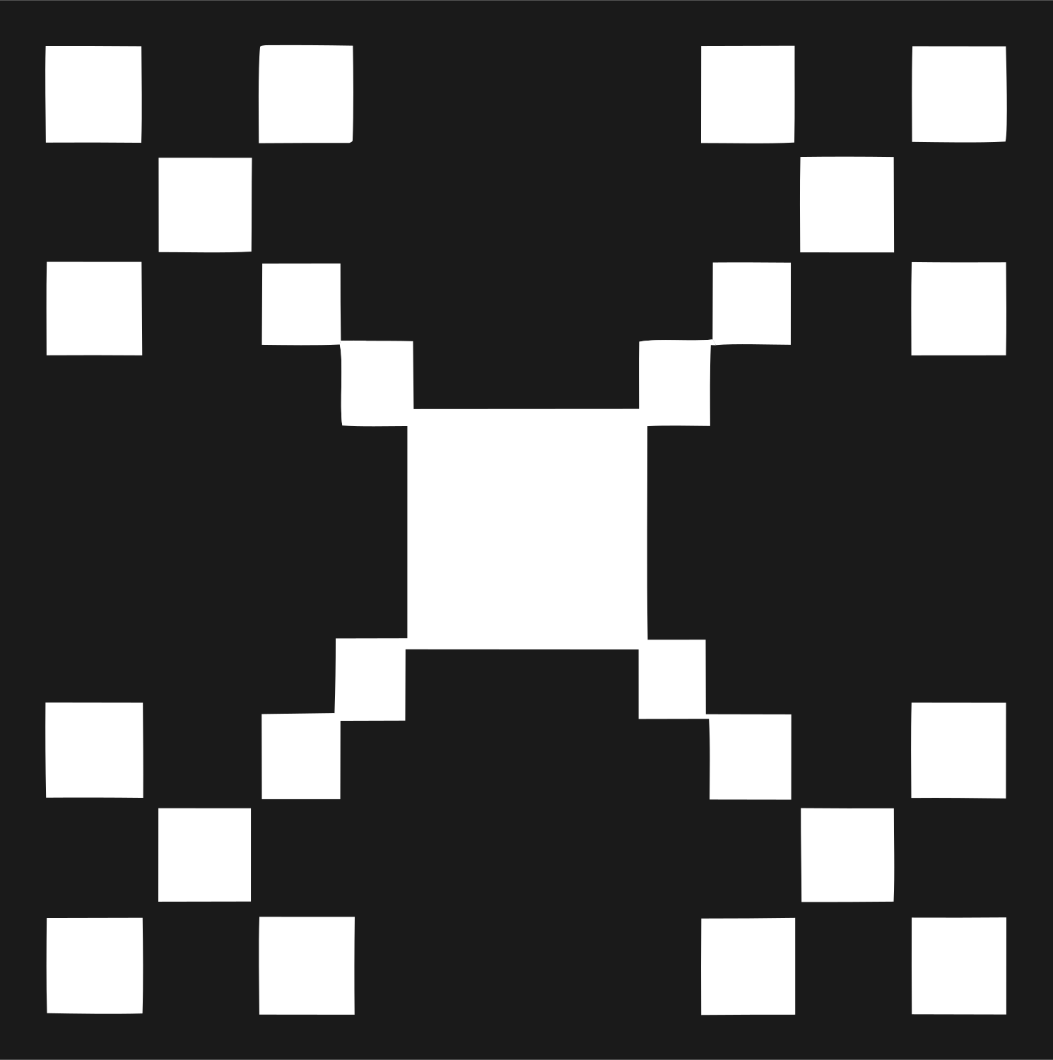 8-Bit Grid Spread Satellite Mark #1a1a1a/#ffffff