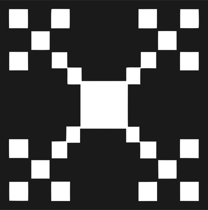 8-Bit Grid Spread Satellite Mark #1a1a1a/#ffffff