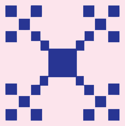 8-Bit Grid Spread Satellite Mark #fce4ec/#283593