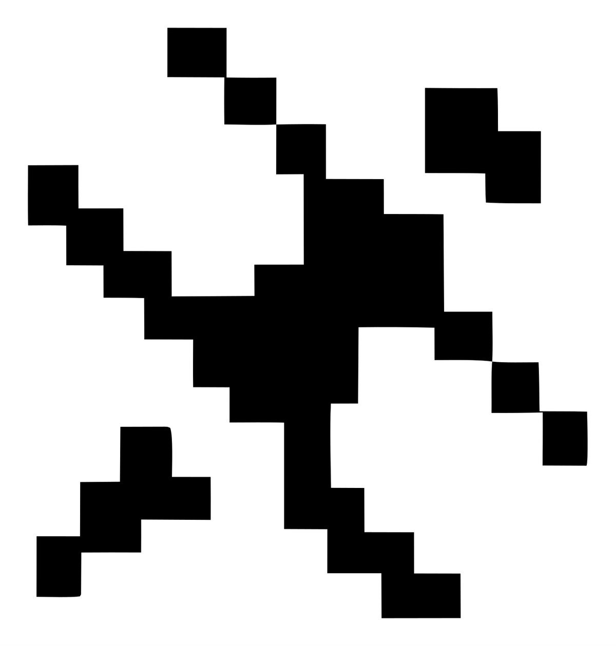 Pixel Art Scattered Satellite Transmission Emblem #ffffff/#000000