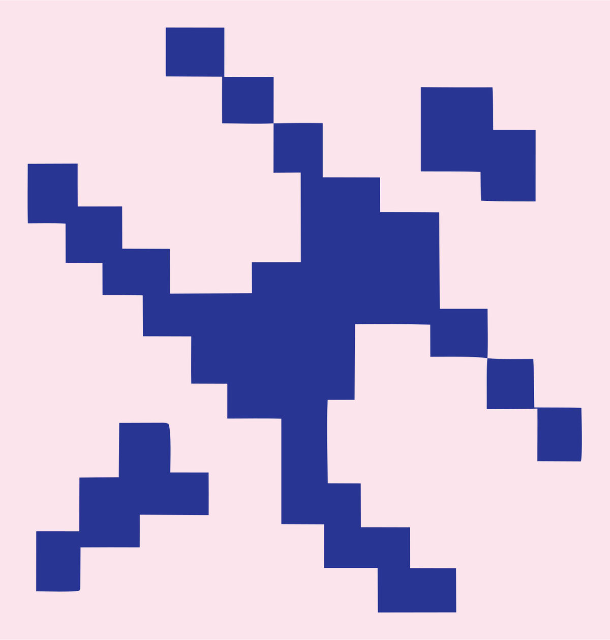Pixel Art Scattered Satellite Transmission Emblem #fce4ec/#283593