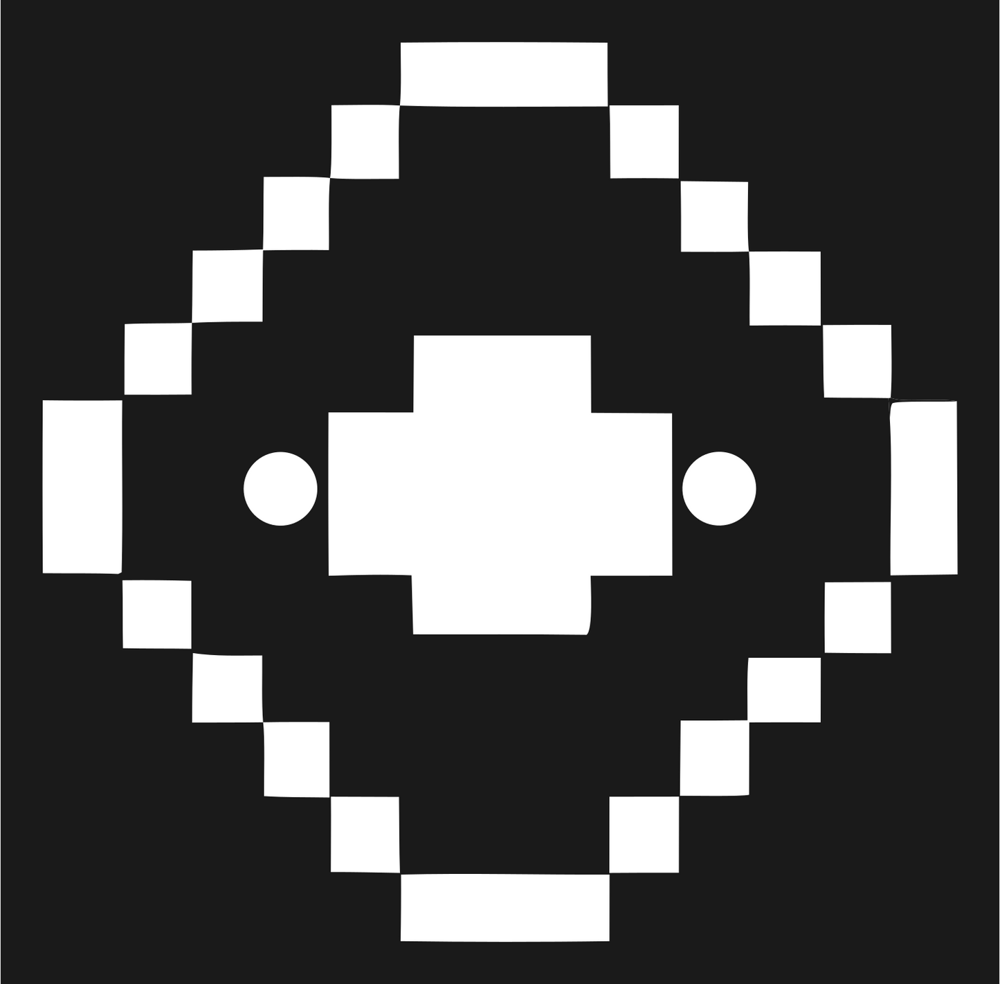8-Bit Diamond Orbit Satellite Crest #1a1a1a/#ffffff