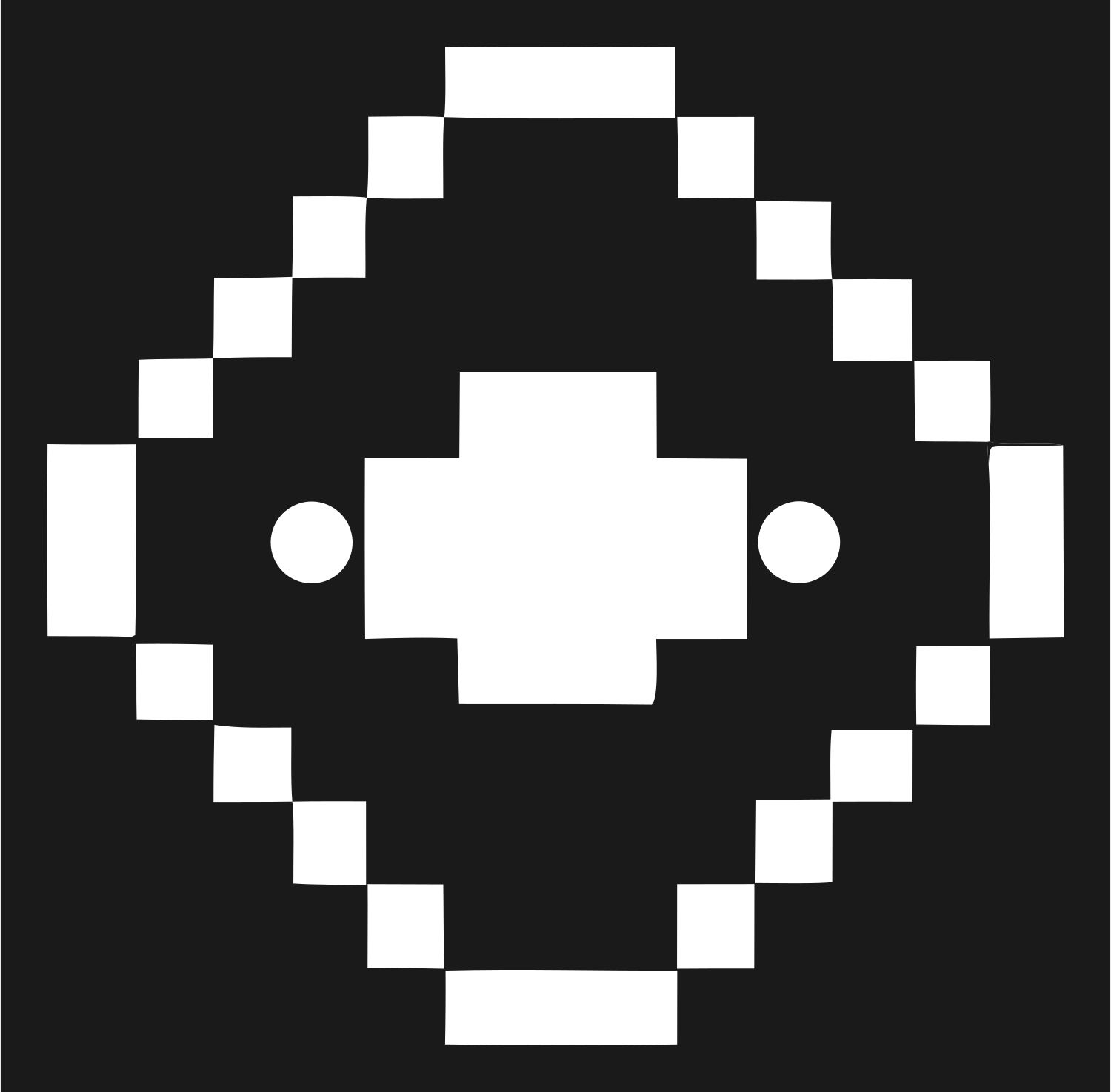 8-Bit Diamond Orbit Satellite Crest #1a1a1a/#ffffff