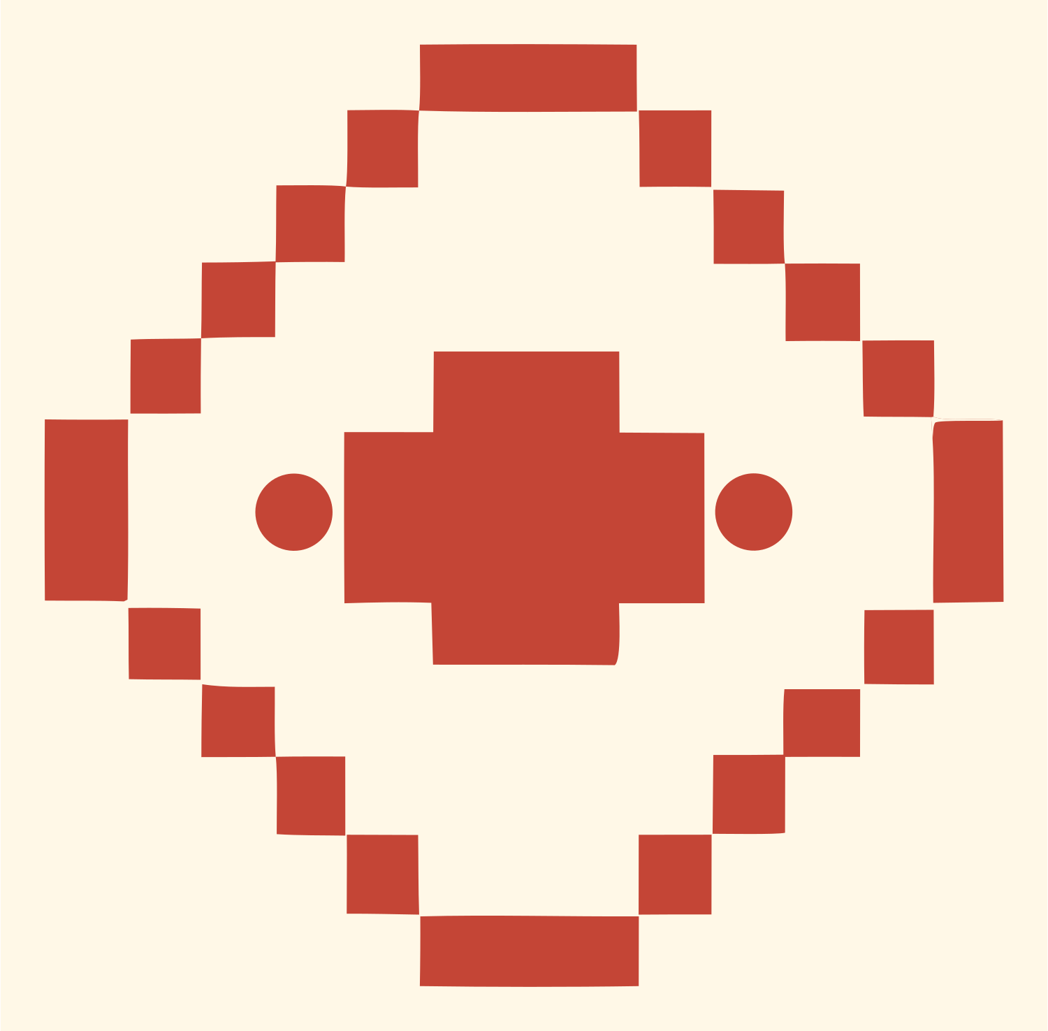 8-Bit Diamond Orbit Satellite Crest #fff8e7/#c44536