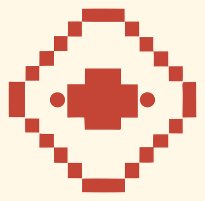 8-Bit Diamond Orbit Satellite Crest #fff8e7/#c44536