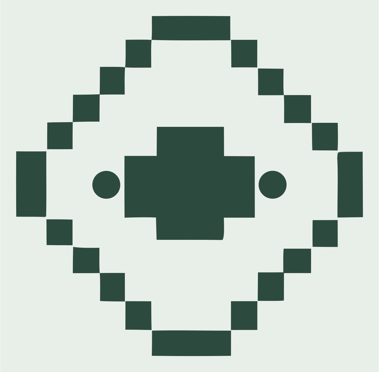 8-Bit Diamond Orbit Satellite Crest #e8efe9/#2d4a3e