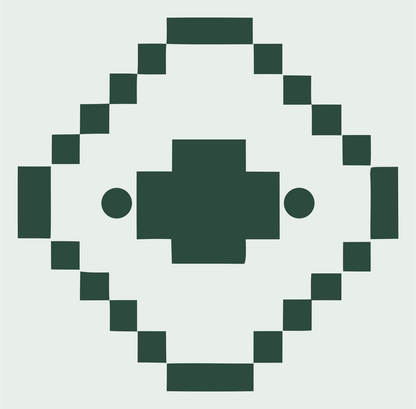 8-Bit Diamond Orbit Satellite Crest #e8efe9/#2d4a3e