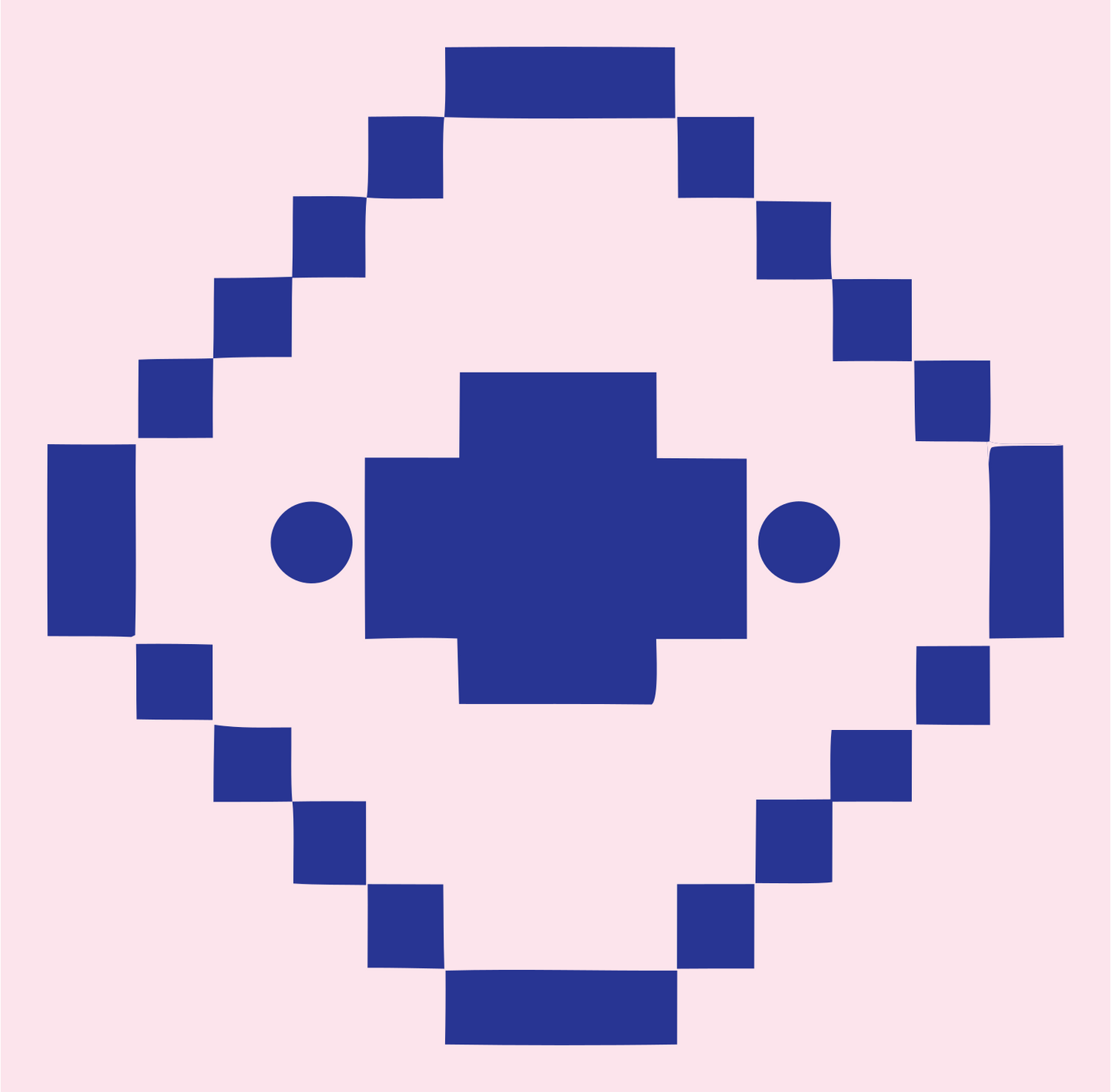 8-Bit Diamond Orbit Satellite Crest #fce4ec/#283593