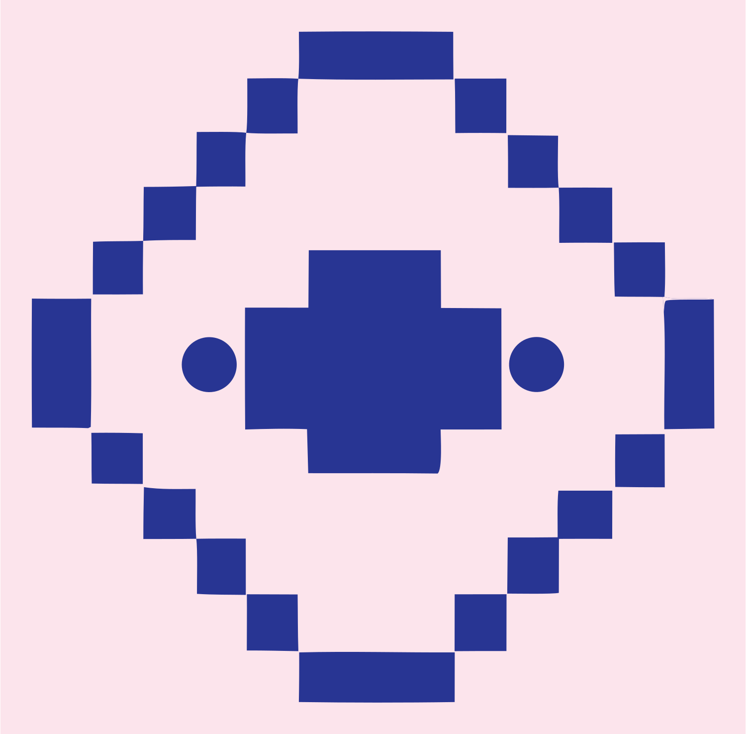 8-Bit Diamond Orbit Satellite Crest #fce4ec/#283593