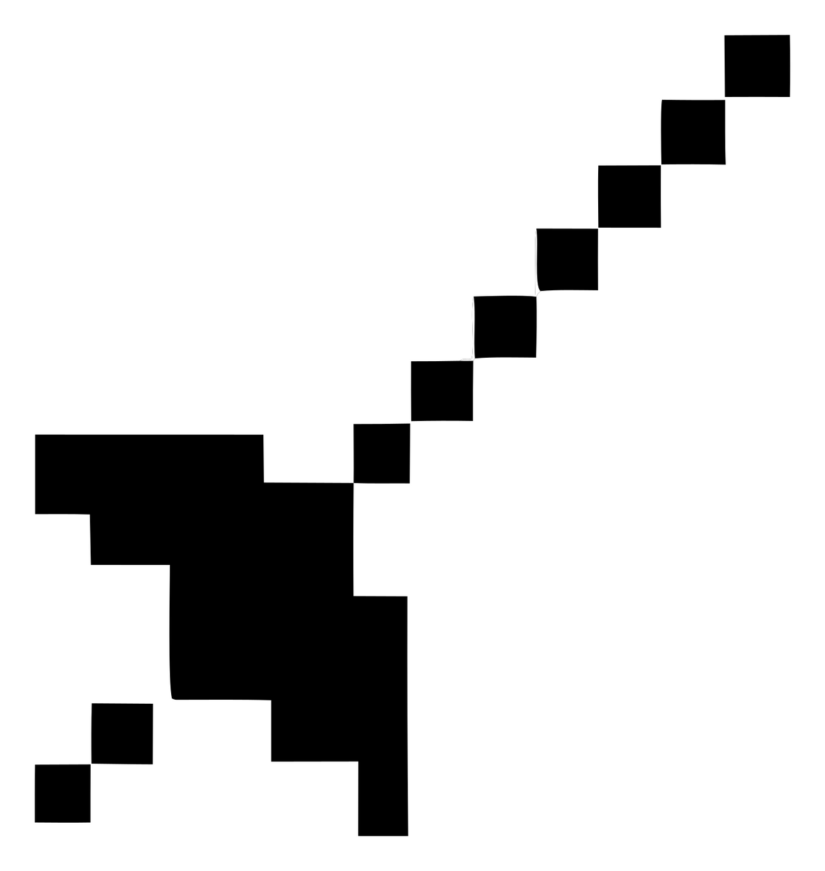 Pixel Art Diagonal Satellite Beam Icon #ffffff/#000000