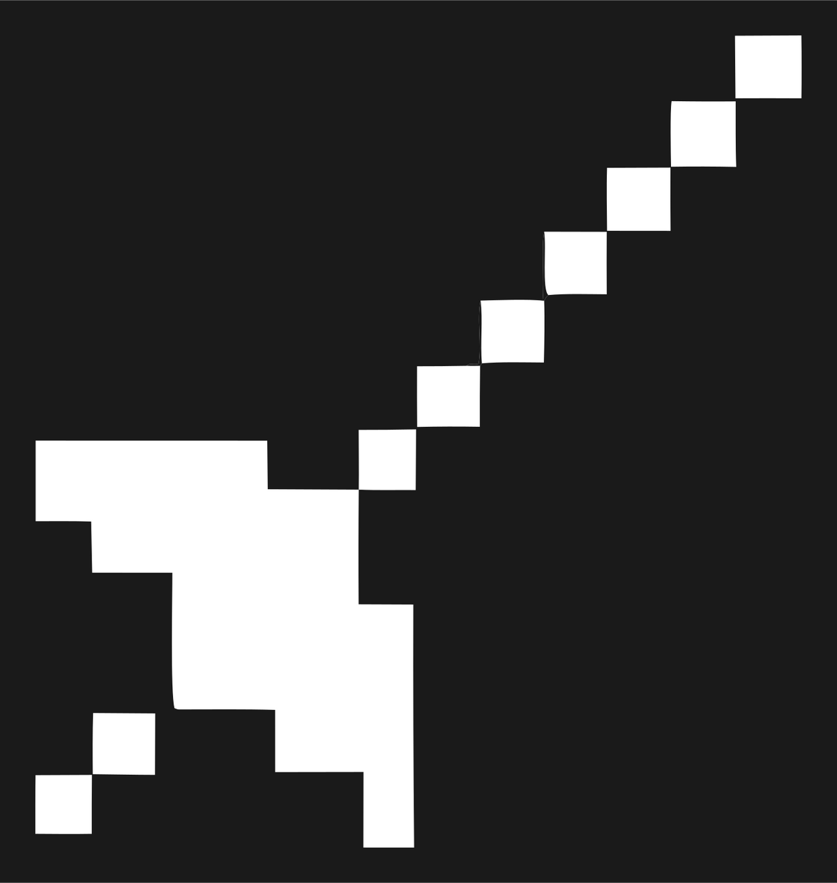 Pixel Art Diagonal Satellite Beam Icon #1a1a1a/#ffffff