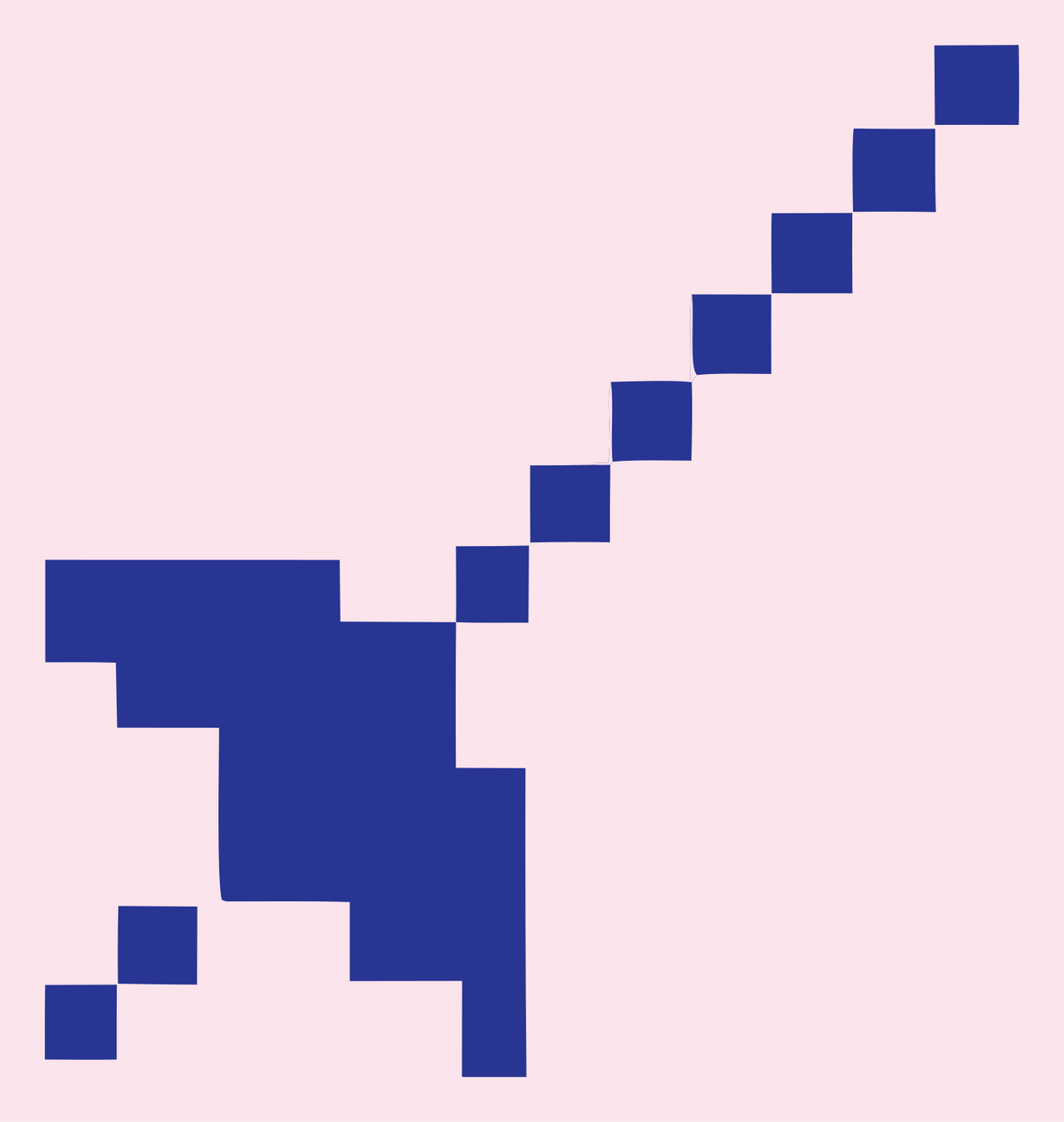 Pixel Art Diagonal Satellite Beam Icon #fce4ec/#283593