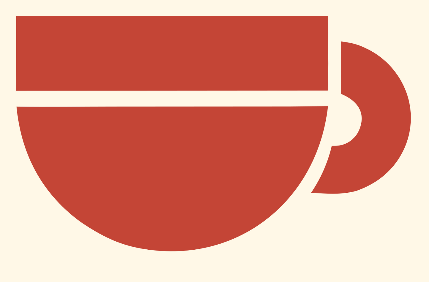 Swiss Style Flat Coffee Cup Mark #fff8e7/#c44536