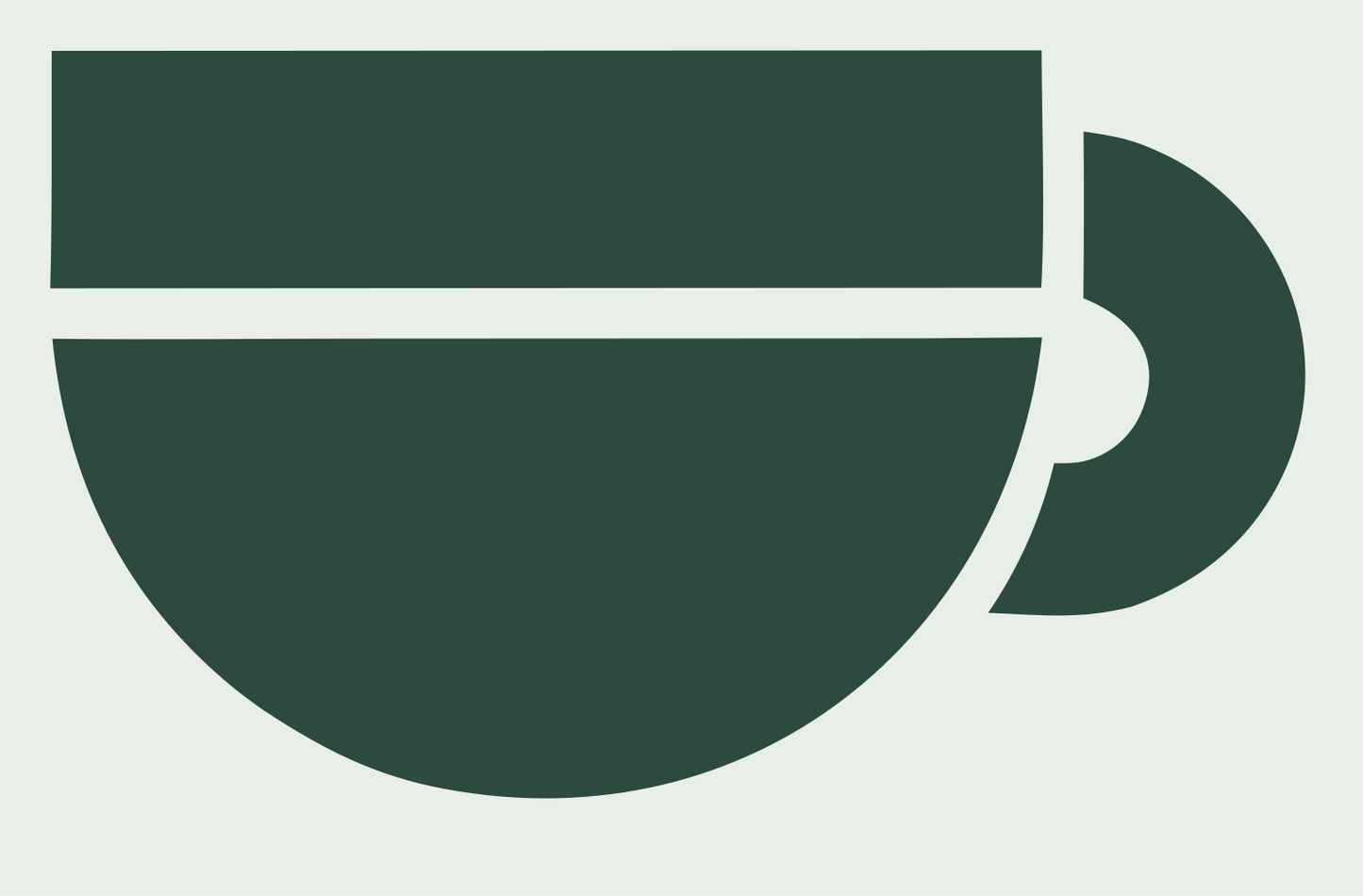 Swiss Style Flat Coffee Cup Mark #e8efe9/#2d4a3e