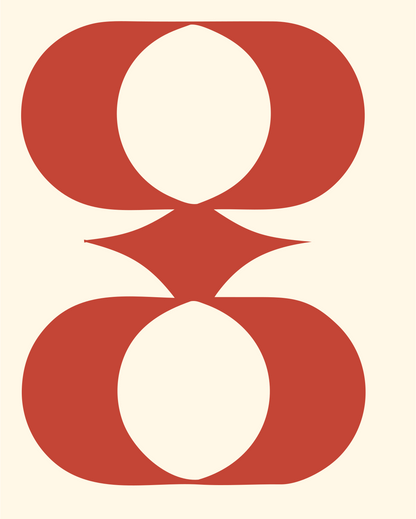 Swiss Style Mirrored Oval Coffee Cup Mark #fff8e7/#c44536