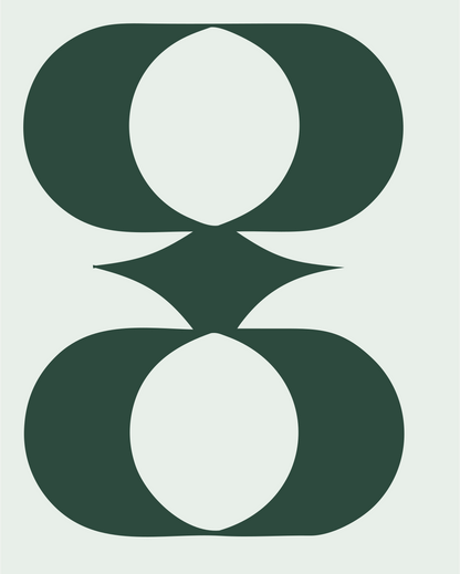 Swiss Style Mirrored Oval Coffee Cup Mark #e8efe9/#2d4a3e