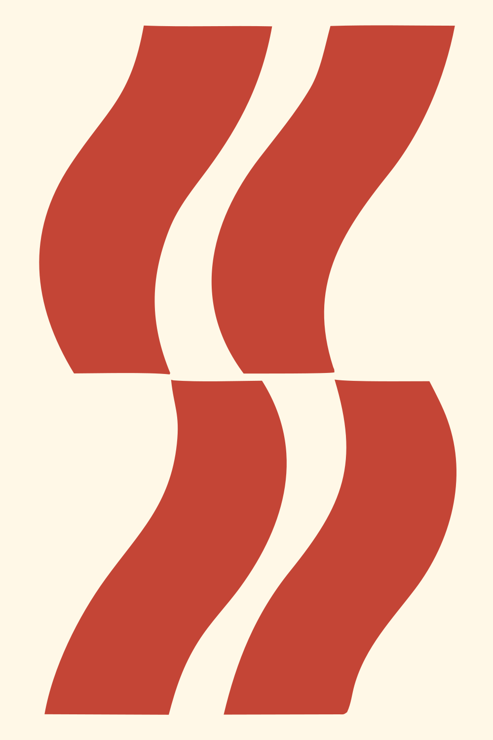 Swiss Dual Wavy Steam Columns Badge #fff8e7/#c44536
