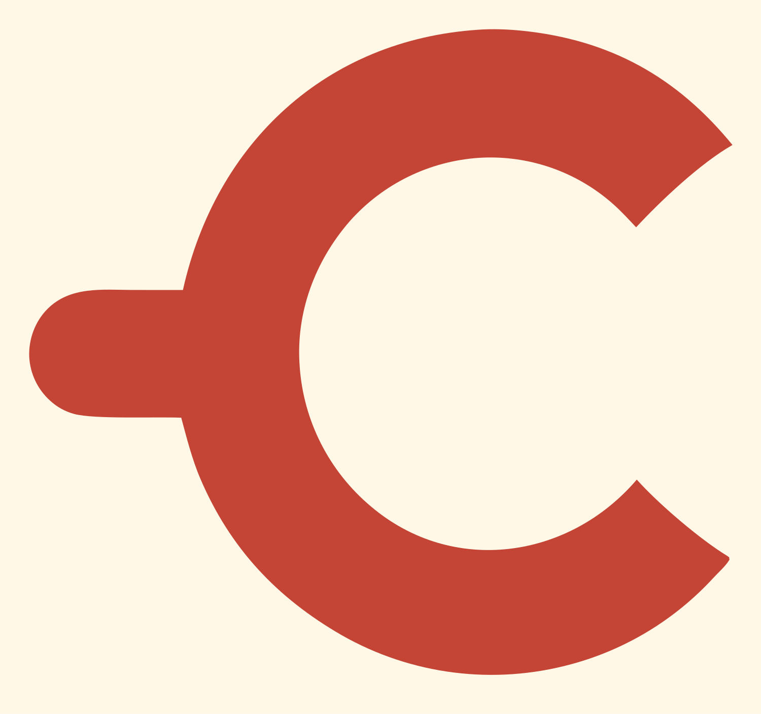 Swiss Handle Round Coffee Cup Icon #fff8e7/#c44536