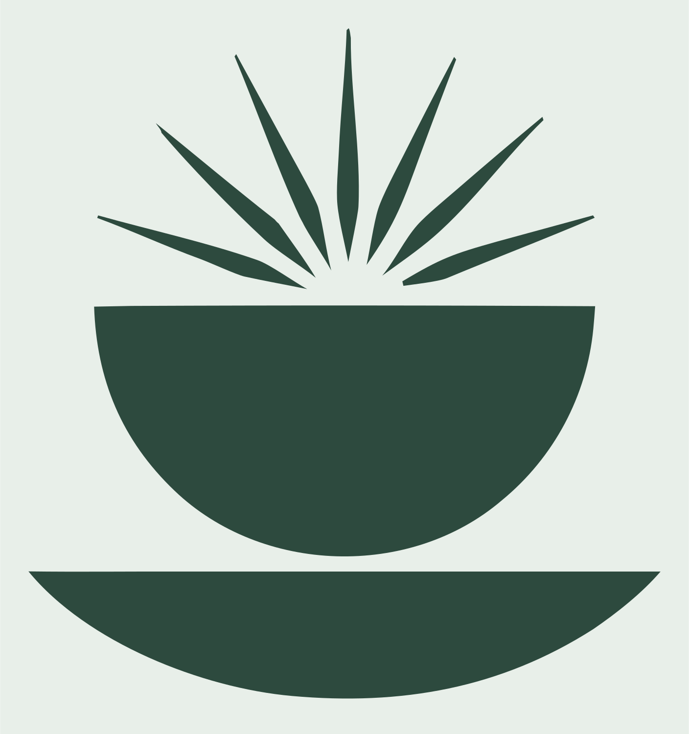 Swiss Sunburst Rising Bowl Coffee Mark #e8efe9/#2d4a3e