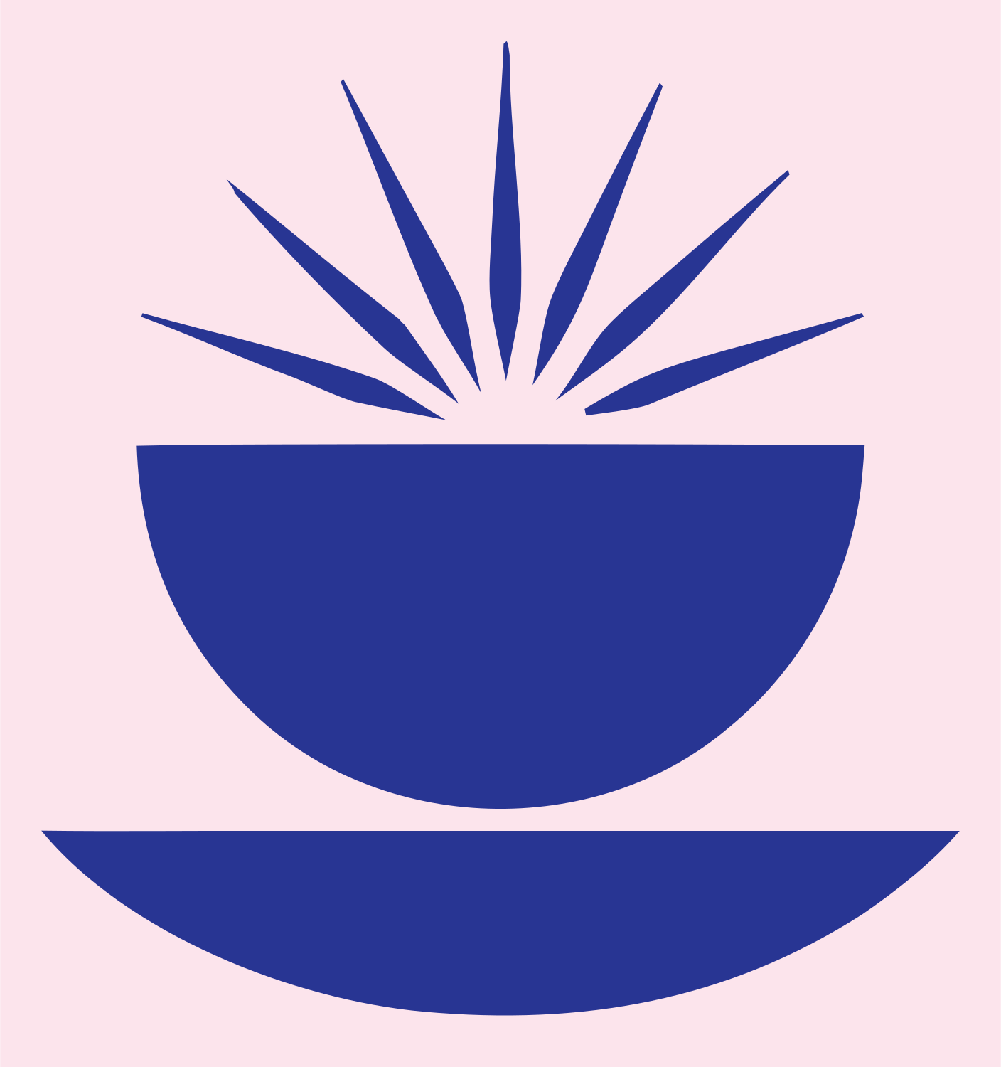 Swiss Sunburst Rising Bowl Coffee Mark #fce4ec/#283593