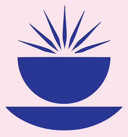 Swiss Sunburst Rising Bowl Coffee Mark #fce4ec/#283593