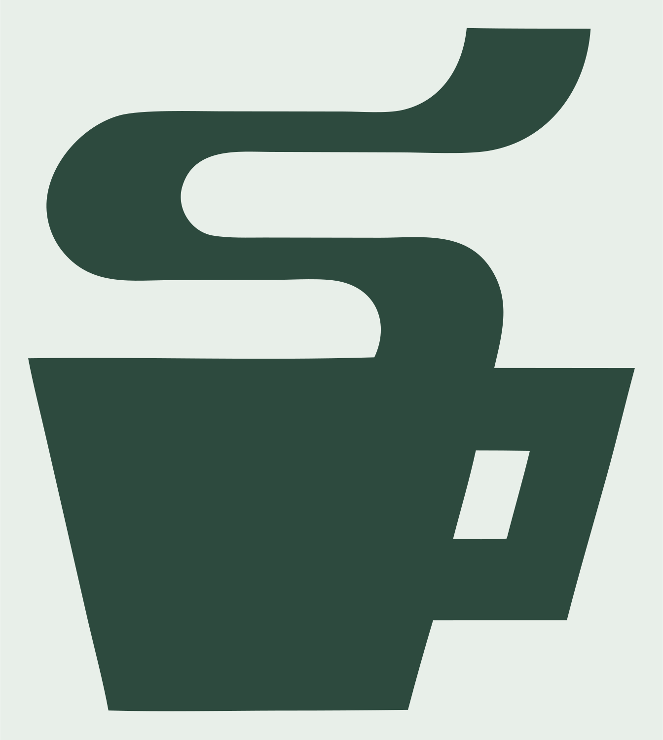 Swiss S-Curve Steam Coffee Cup Badge #e8efe9/#2d4a3e