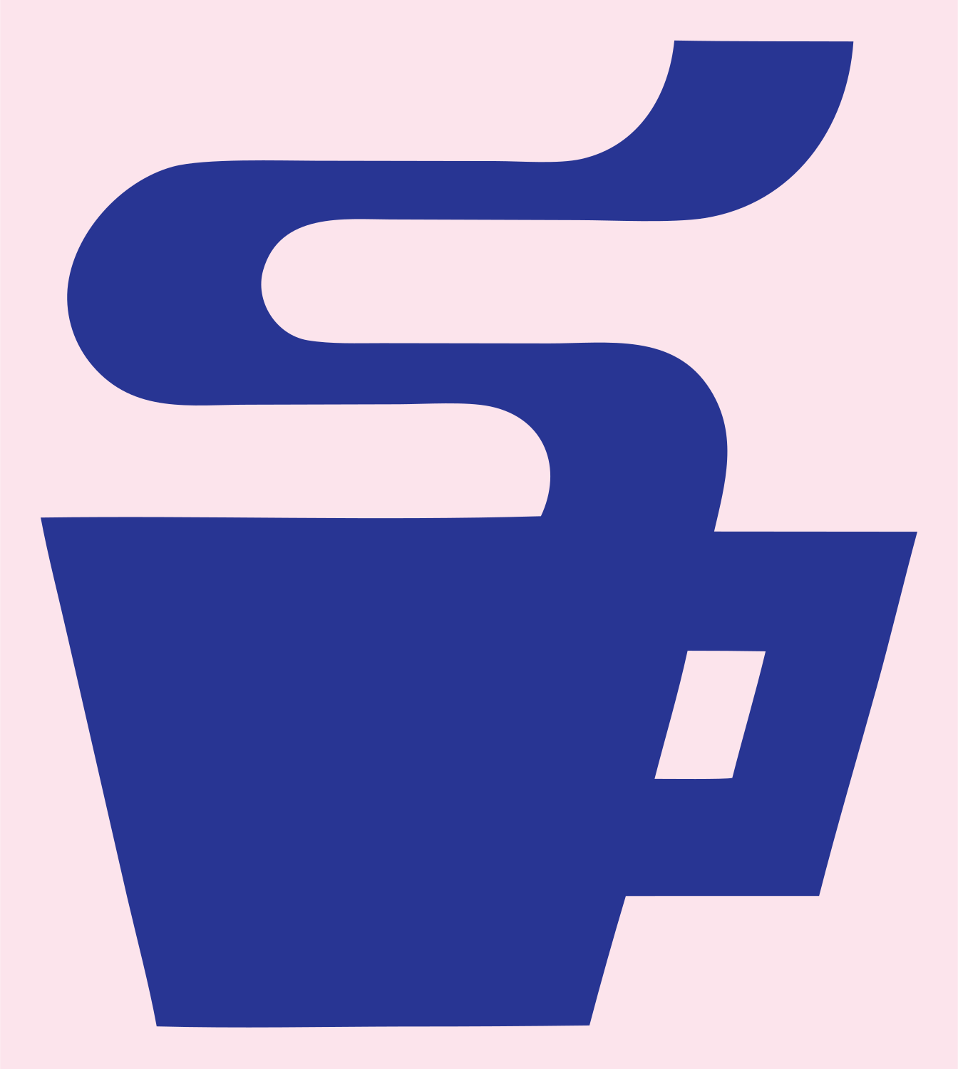 Swiss S-Curve Steam Coffee Cup Badge #fce4ec/#283593