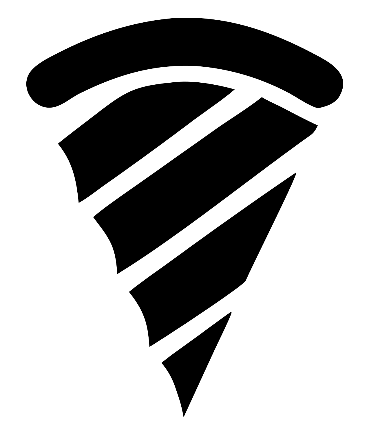 Bold Striped Spiral Pizza Slice Mark #ffffff/#000000