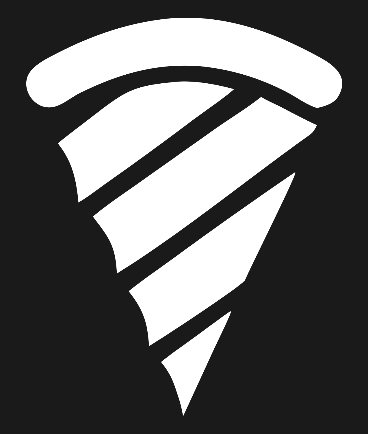 Bold Striped Spiral Pizza Slice Mark #1a1a1a/#ffffff