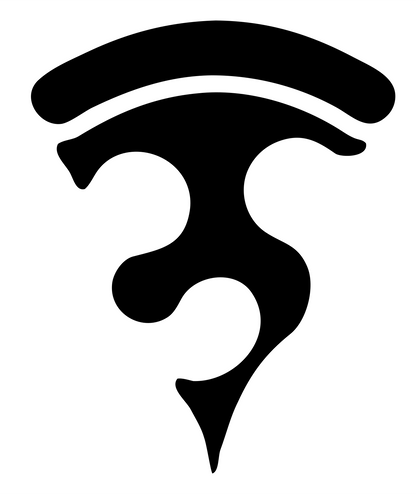 Tribal Silhouette Dripping Pizza Slice Mark #ffffff/#000000