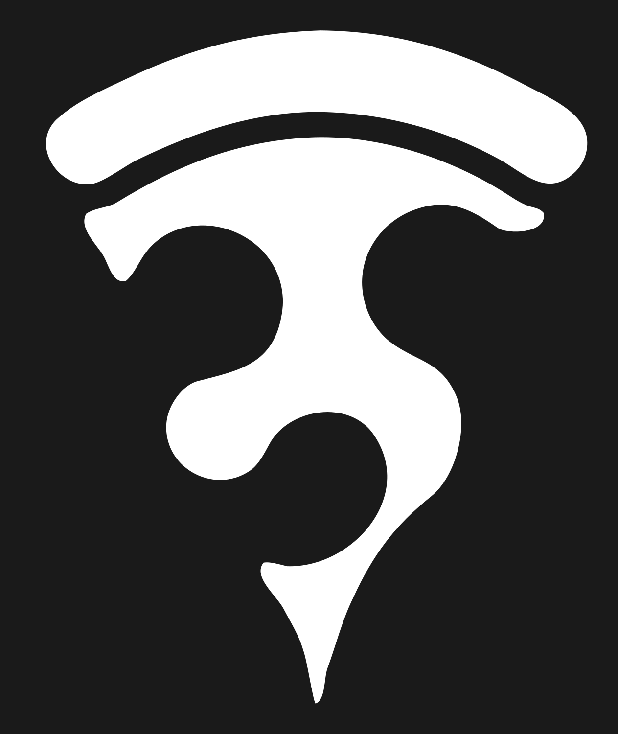 Tribal Silhouette Dripping Pizza Slice Mark #1a1a1a/#ffffff