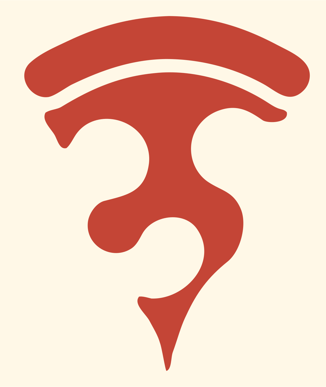 Tribal Silhouette Dripping Pizza Slice Mark #fff8e7/#c44536