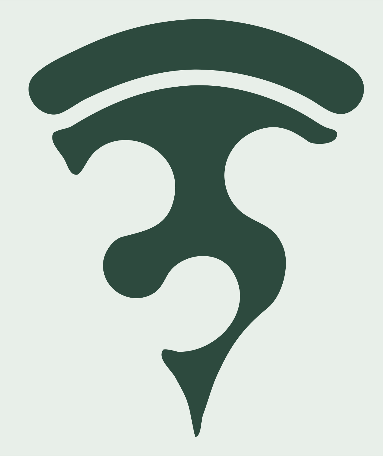Tribal Silhouette Dripping Pizza Slice Mark #e8efe9/#2d4a3e