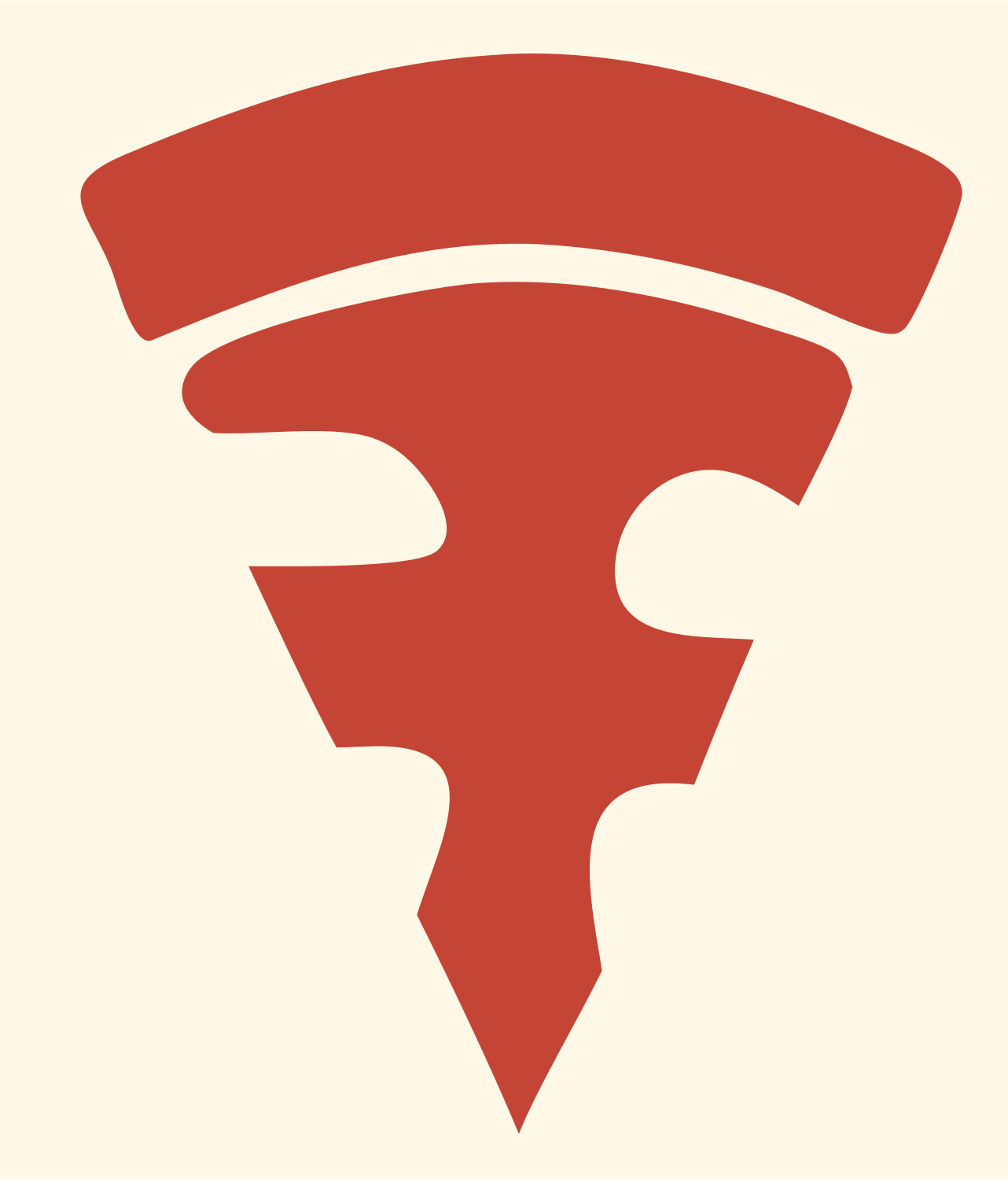 WiFi Signal Pizza Slice Logo #fff8e7/#c44536