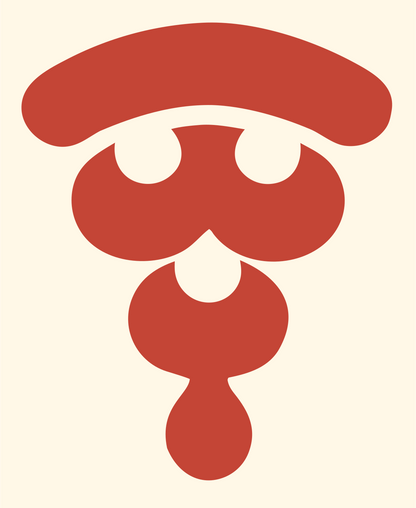 Bold Pictogram Mushroom Pizza Slice Mark #fff8e7/#c44536