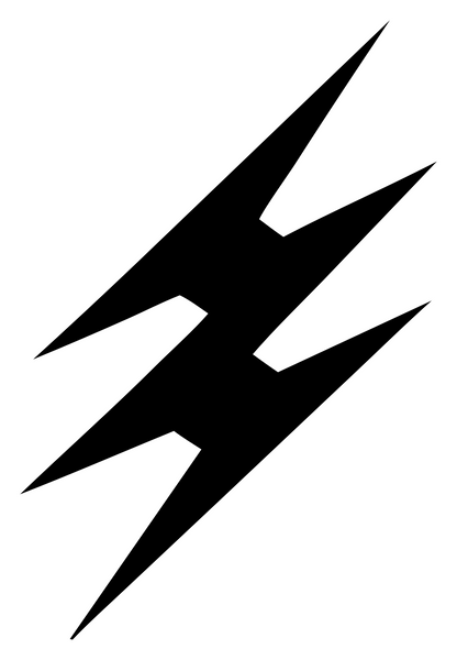 Industrial Jagged Lightning Bolt Strike Mark #ffffff/#000000