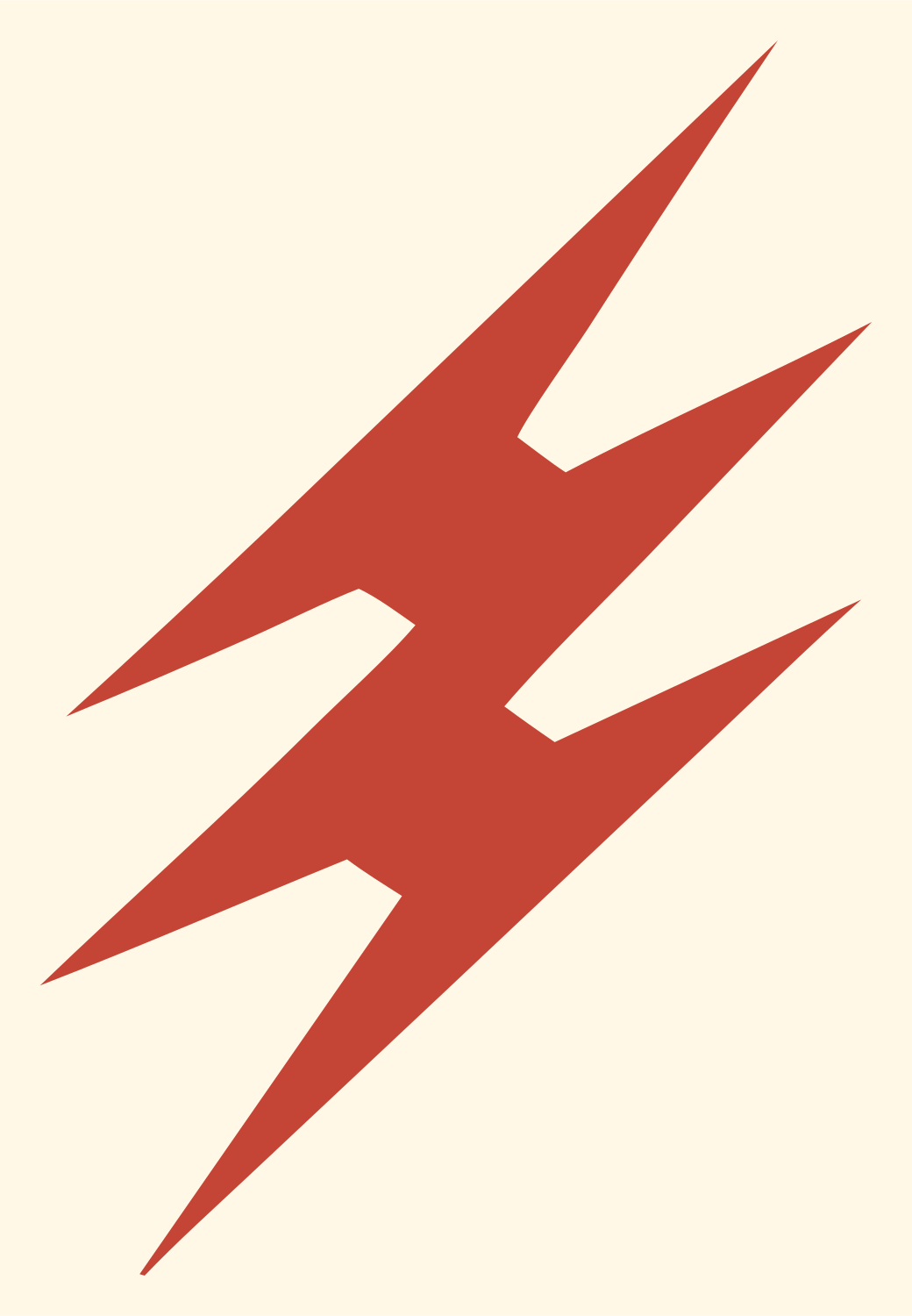 Industrial Jagged Lightning Bolt Strike Mark #fff8e7/#c44536