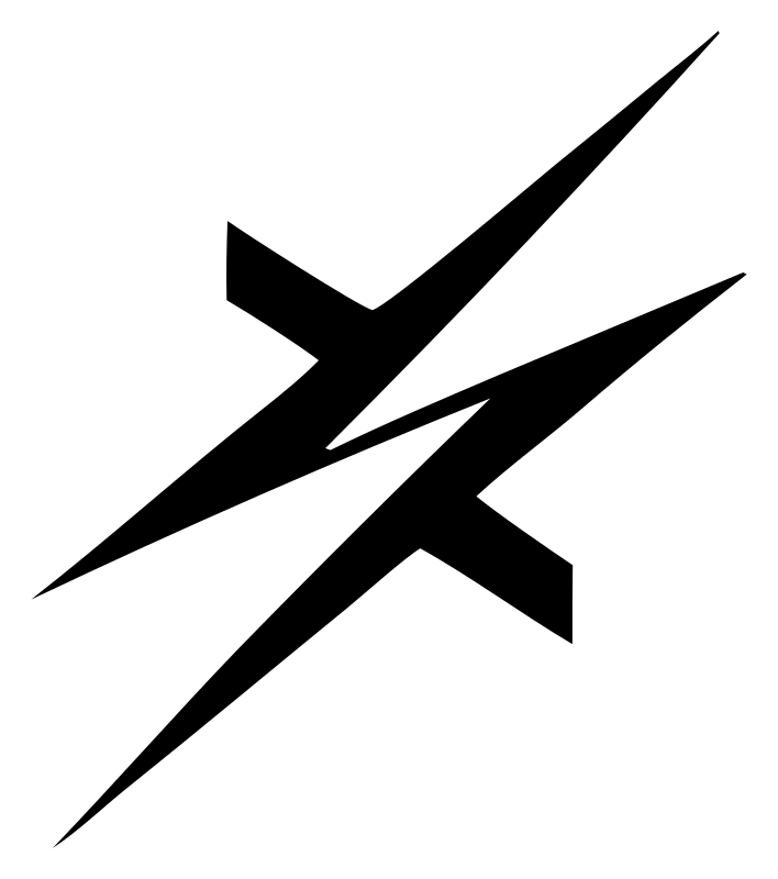 Razor Sharp Crossed Lightning Bolts Crest