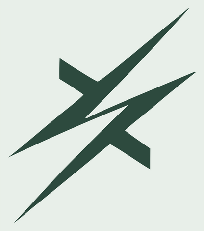 Razor Sharp Crossed Lightning Bolts Crest #e8efe9/#2d4a3e