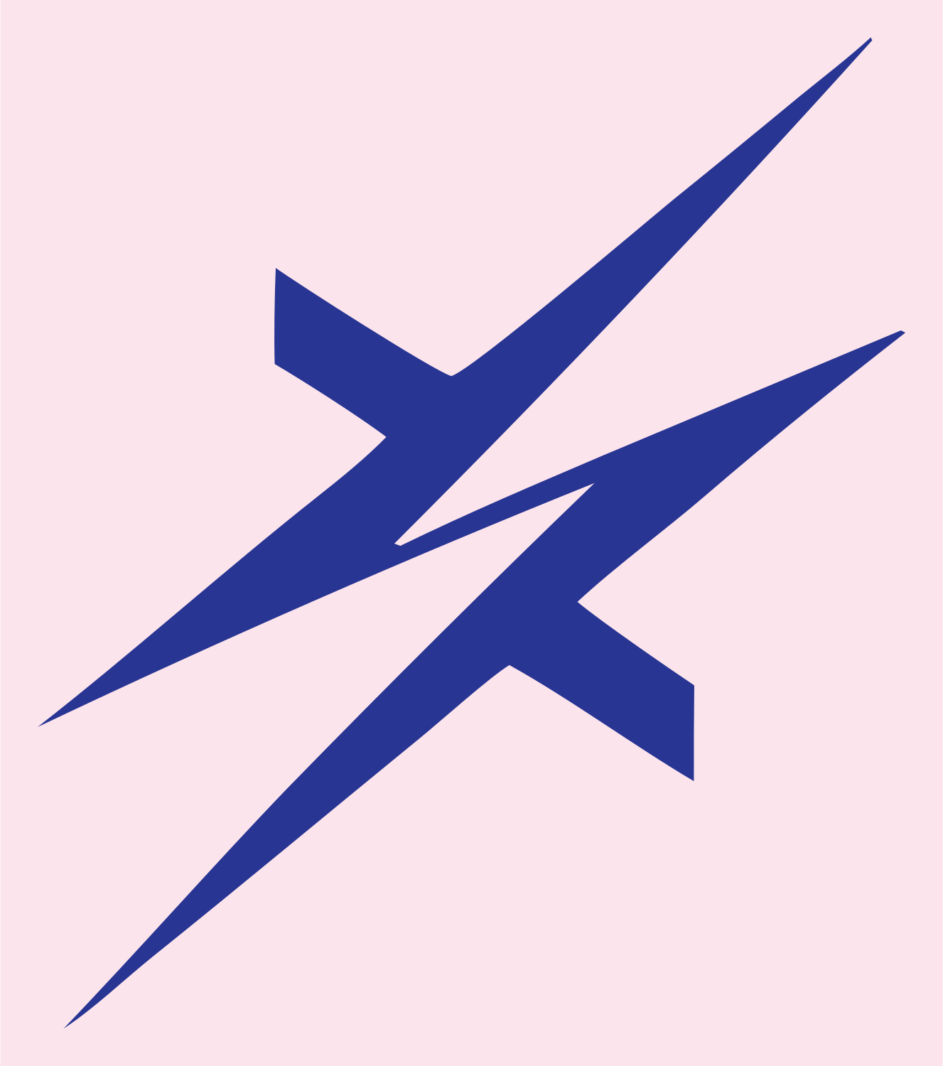 Razor Sharp Crossed Lightning Bolts Crest #fce4ec/#283593