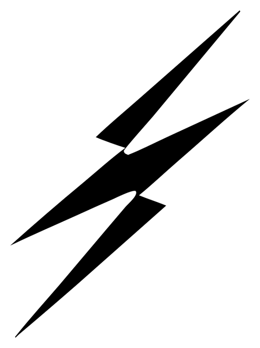 Industrial Split Double Lightning Bolt Badge