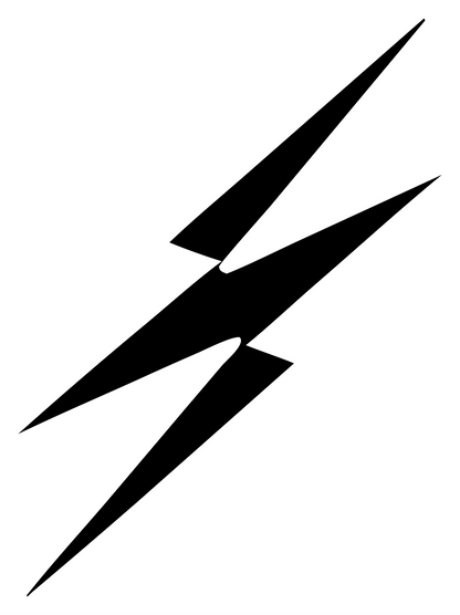 Industrial Split Double Lightning Bolt Badge #ffffff/#000000